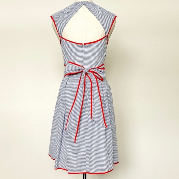 🚫SOLD🚫 Jessica Simpson 60s inspo seersucker sundress pin up stripe - Picture 4 of 6